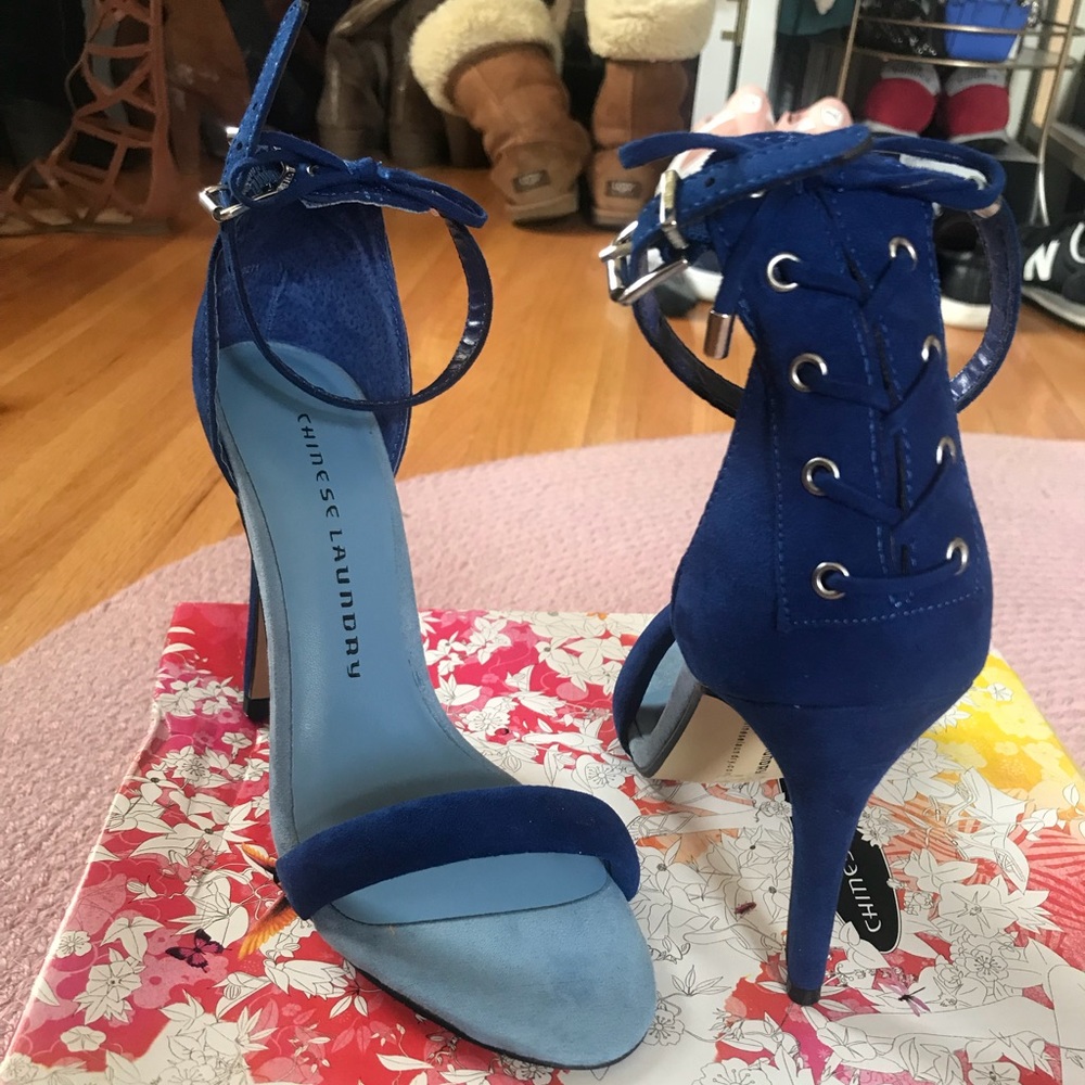 Blue sued heels